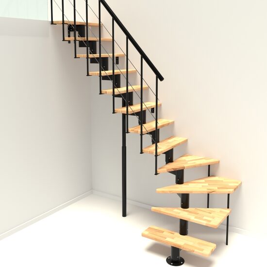 Modultrappa Comfort Top Turn Minka – Svart / Bok, 1/4-sväng